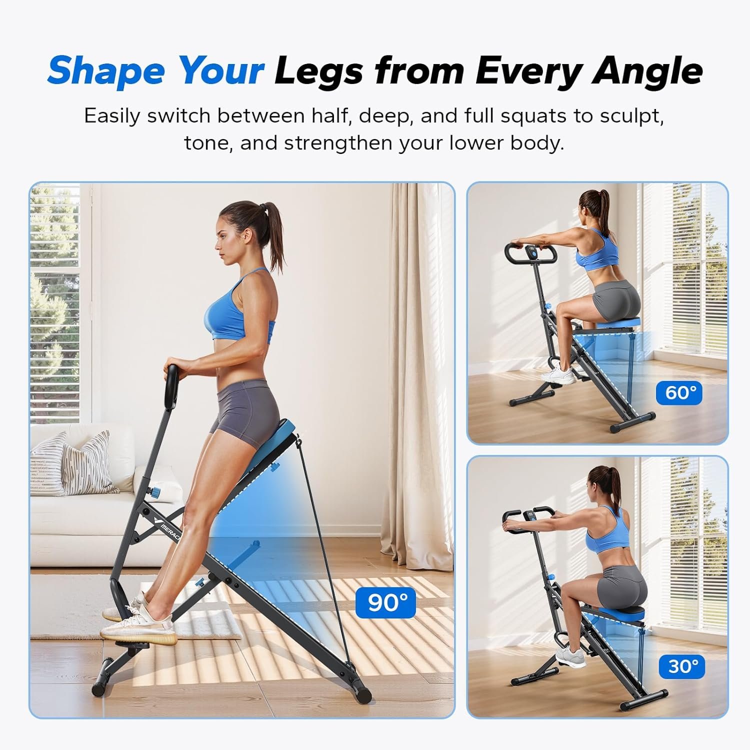 MERACH Squat Machine – Adjustable Resistance Foldable Leg Trainer for Glutes & Full-Body Workout, 350lbs Capacity - Bild 3