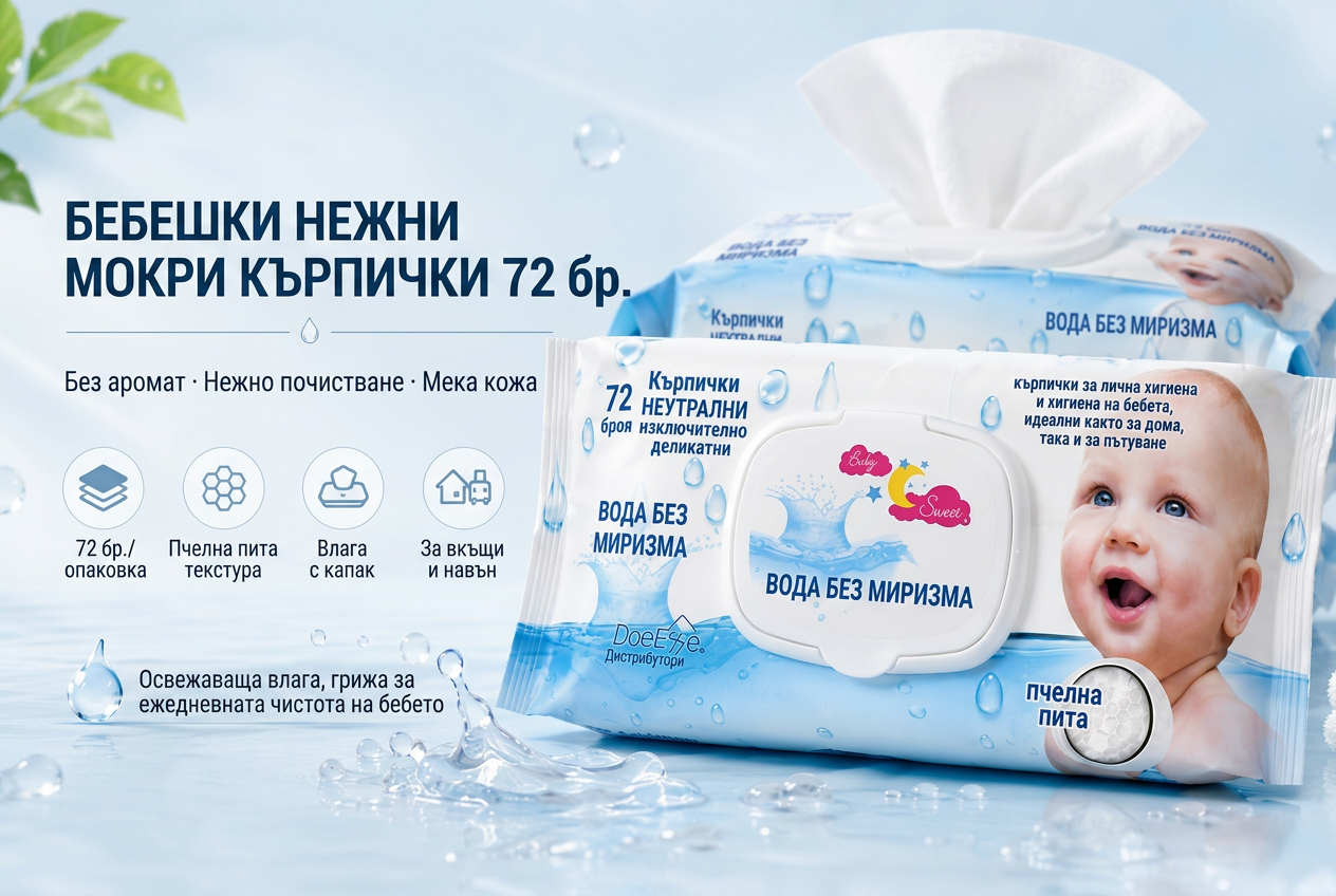 Мокри кърпички БЕЗ АЛКОХОЛ, пакет 24 x 72, общо 1728 бр., изключително меки. - Bild 4
