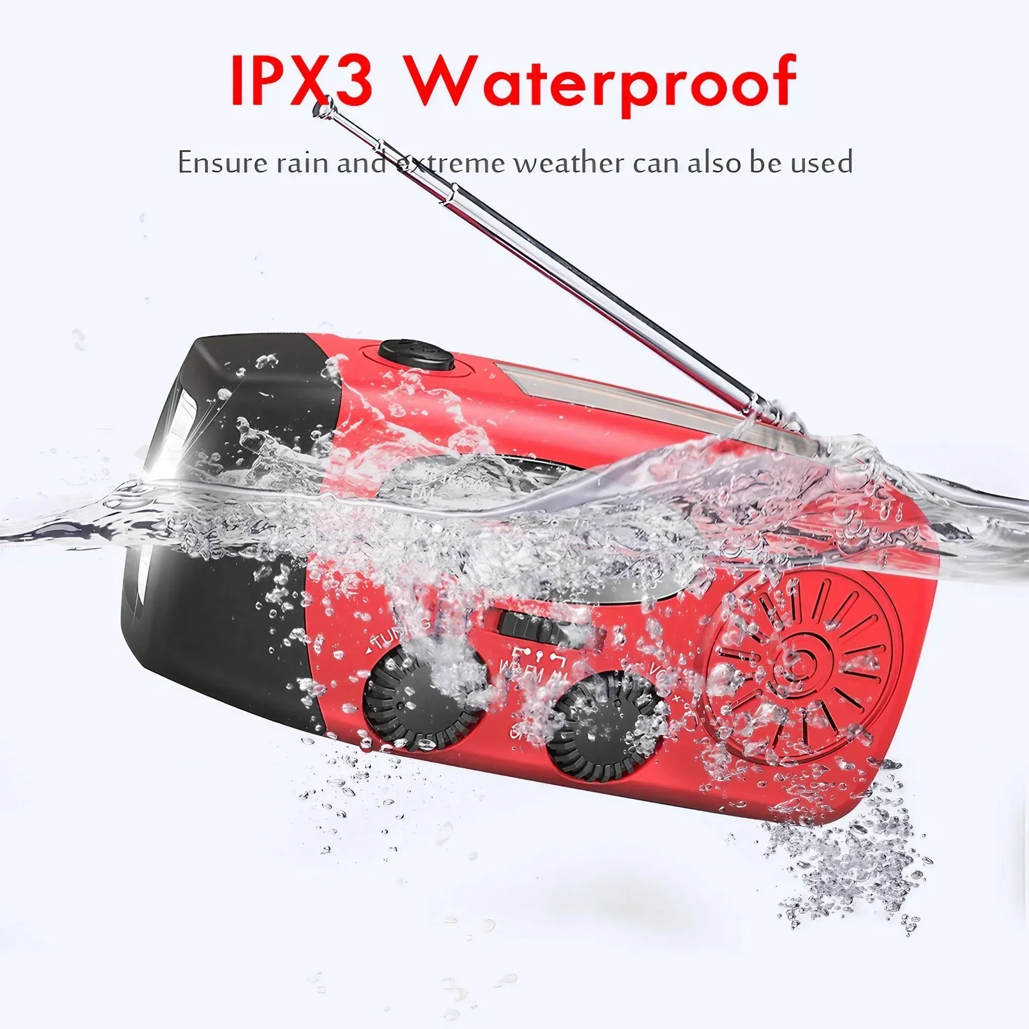 Solar/Hand Crank/USB Charging Radio. Multifunctional Outdoor Radio with LED Flashlight. Emergency Radio for Outdoor Camping. Hiking. Climbing. Emergency. Chargeable - Image 3